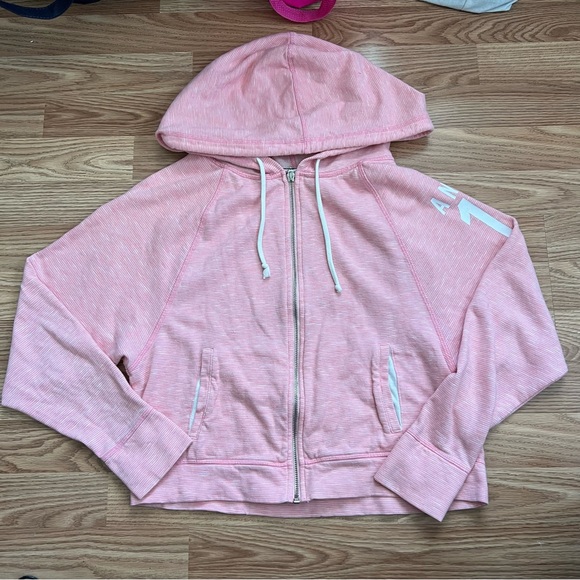 🌟SOLD🌟Victoria’s Secret pink striped drawstring hoodie - Picture 1 of 4
